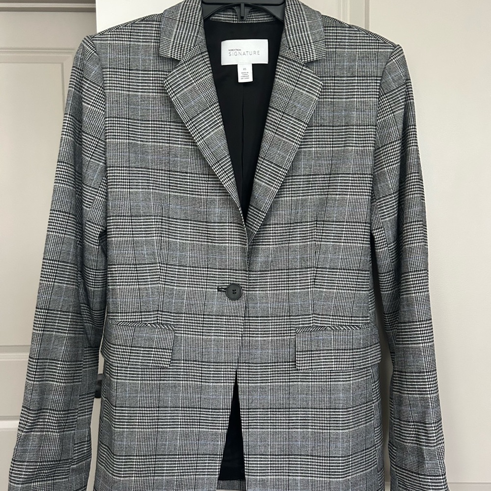 Nordstrom Black and Gray Checkered Blazer